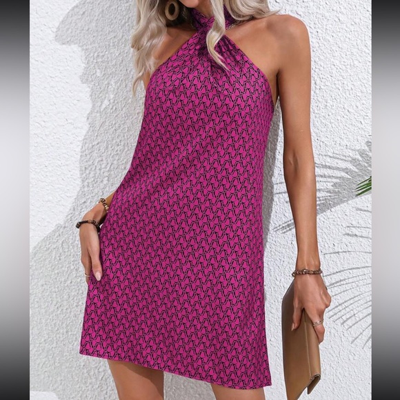 Boho crisscross halter neck  mini dress - Picture 2 of 6